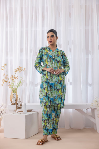 Sasha's Wardrobe Pakistan PEACOCK co-ord set - view 3