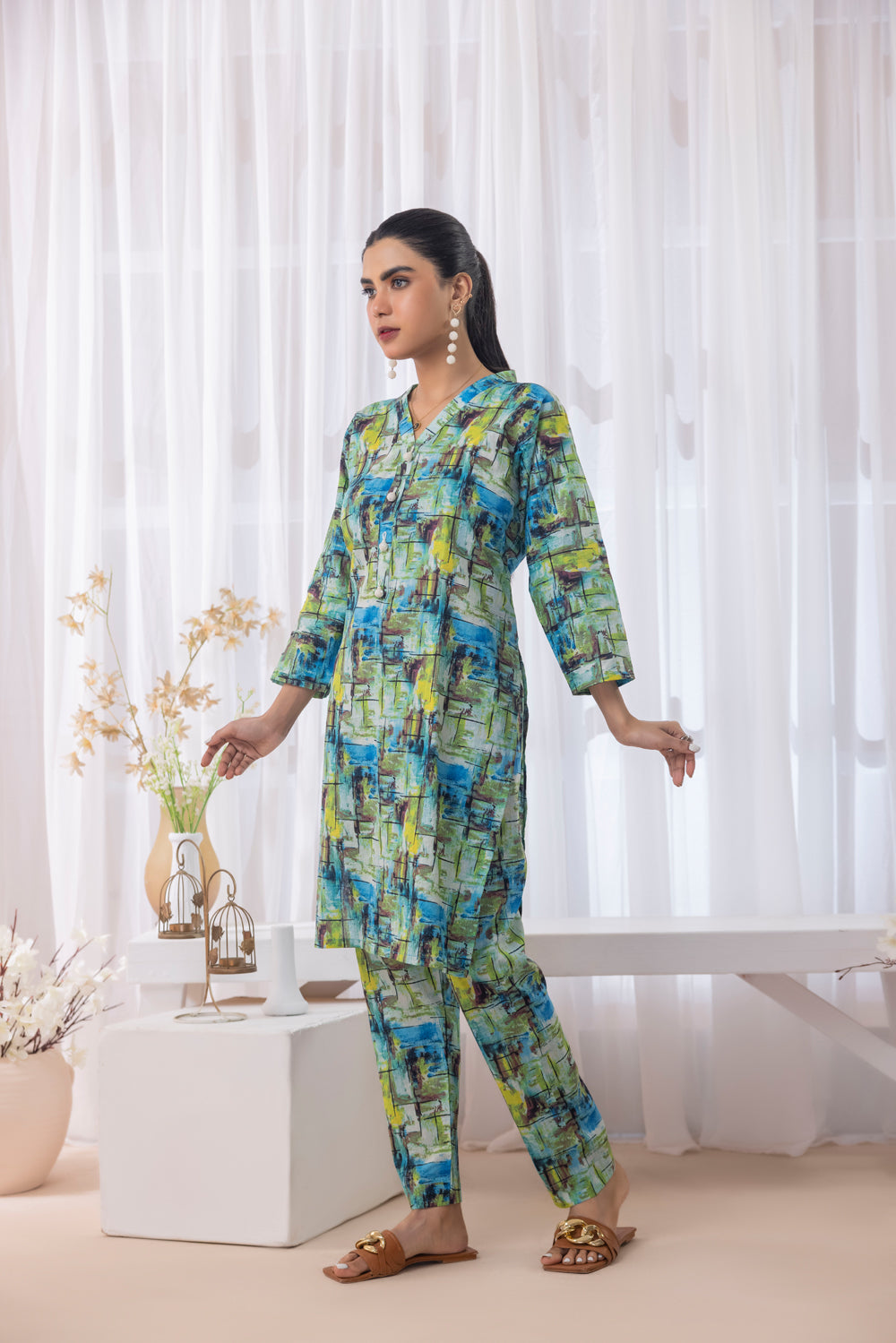 Sasha's Wardrobe Pakistan PEACOCK co-ord set - view 4